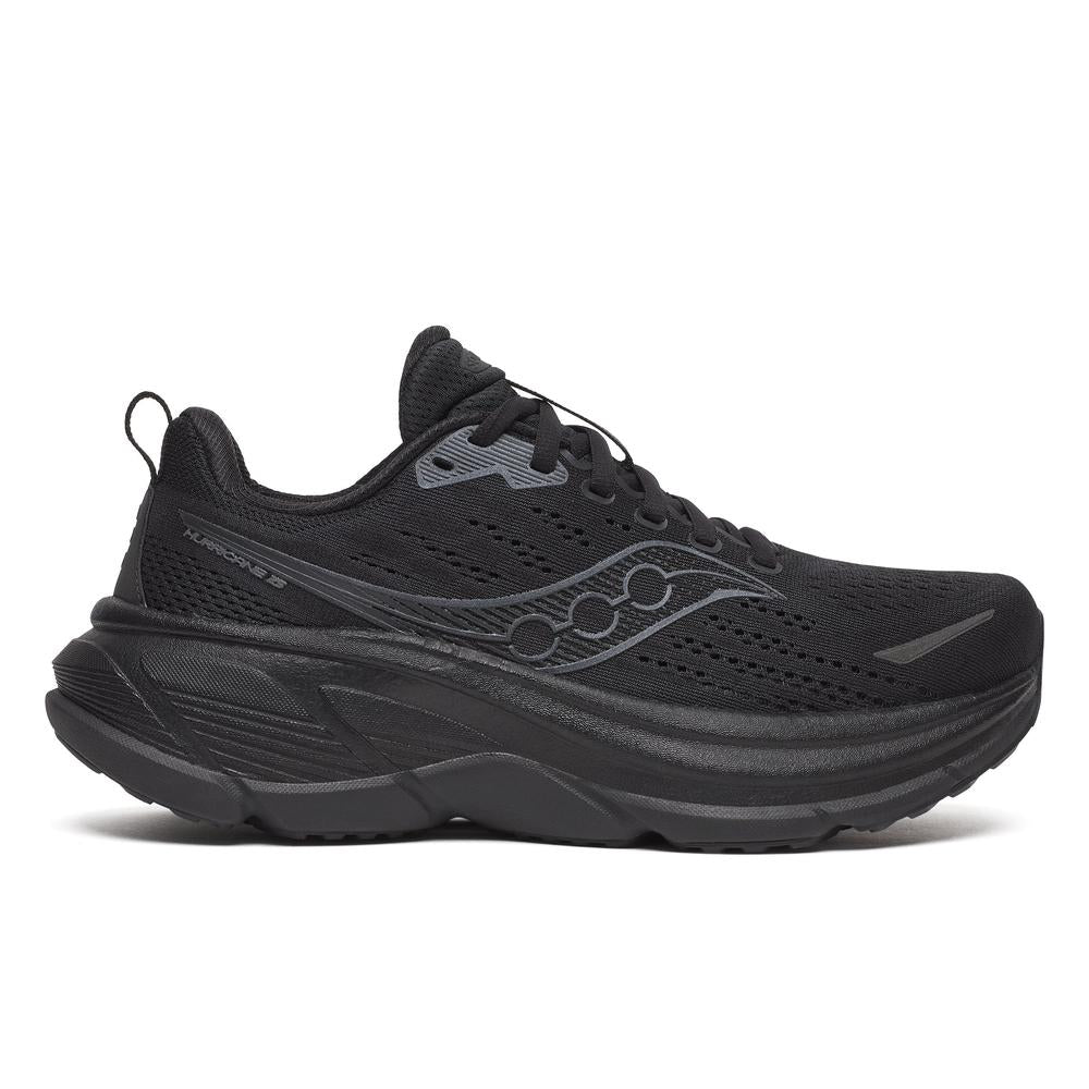 Saucony Hurricane 25 | Triple Black | Women's Cushioned Stability Running and Walking Shoe