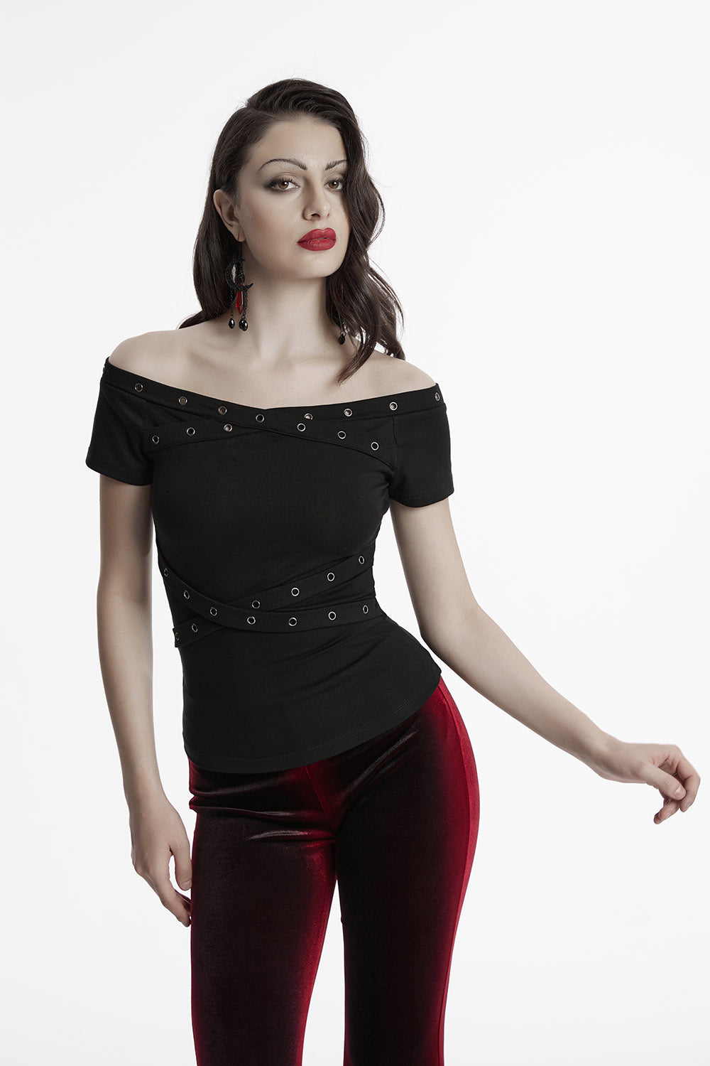 90s Goth Off-the-Shoulder Top