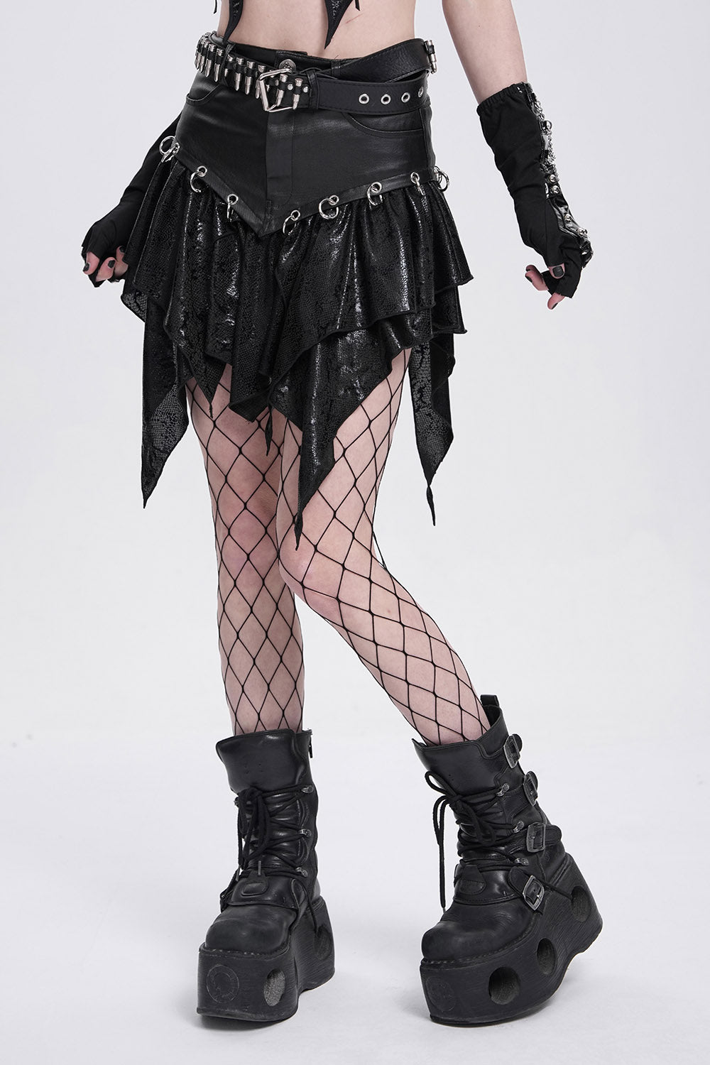 Pierced Witchy Hem Mini Skirt