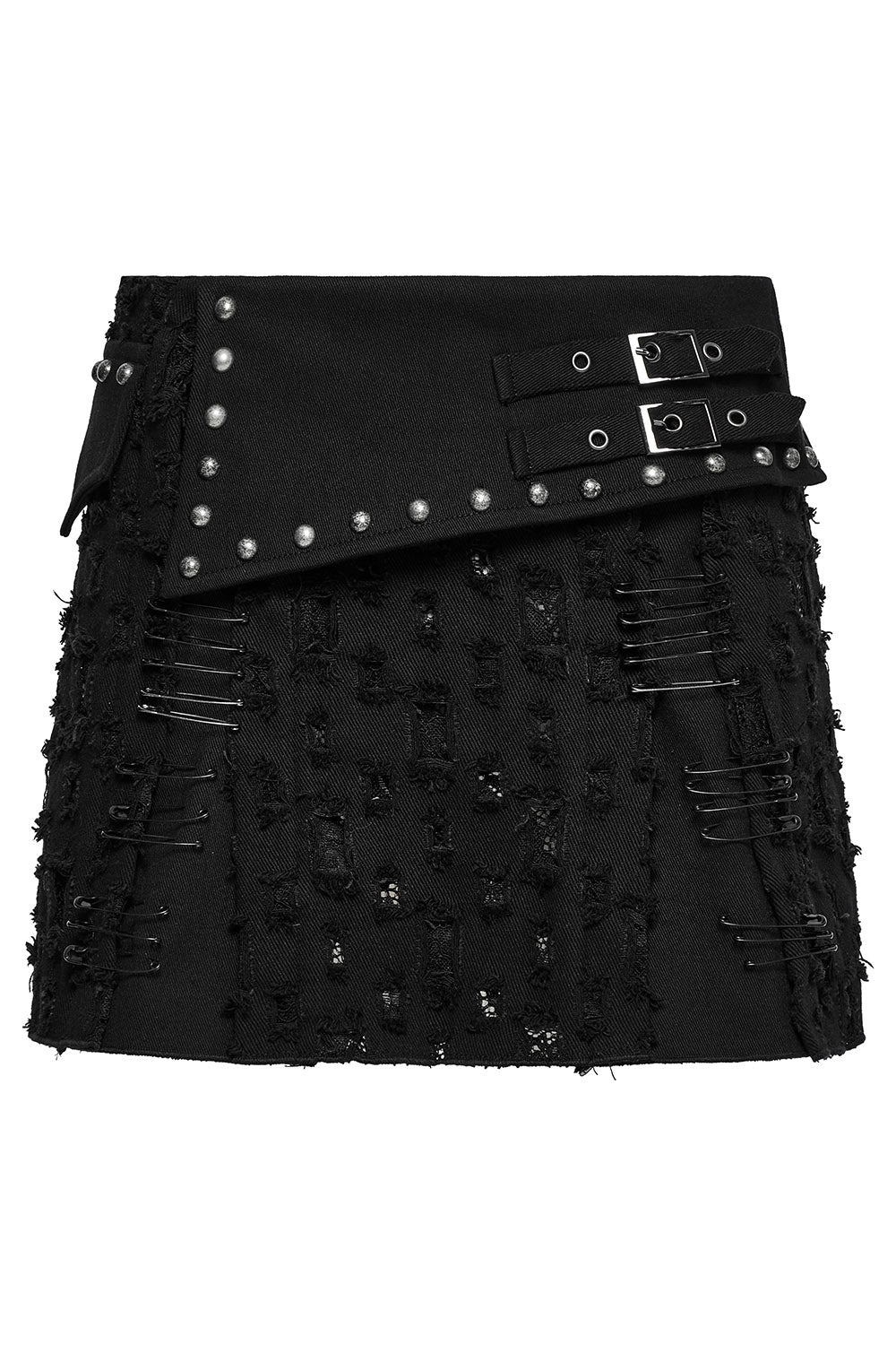 Morose Shredded Safety Pin Mini Skirt