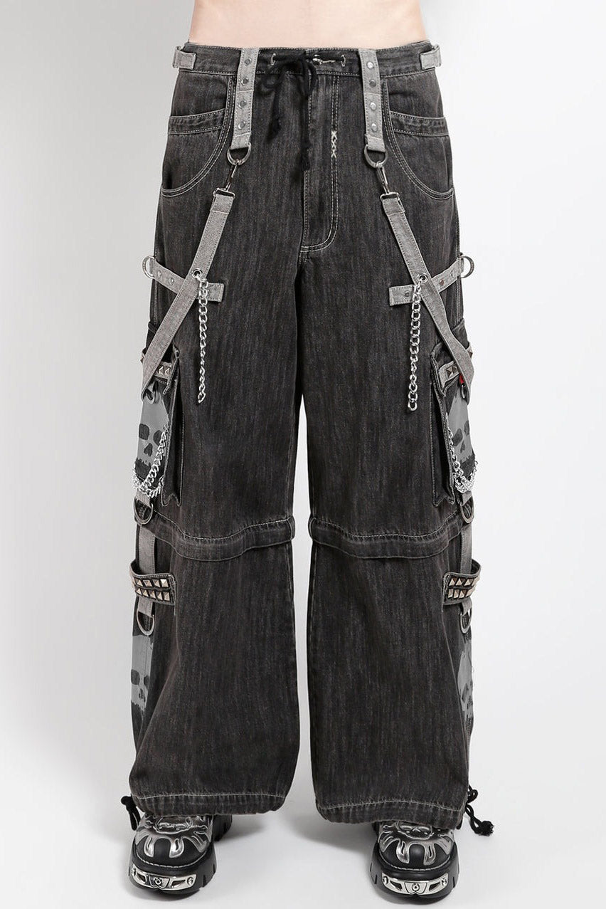 Tripp NYC Super Grey Skull Denim Pants [Black Denim]