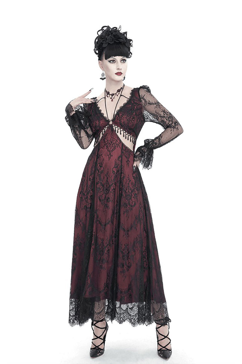Blood Burgundy Beaded Goth Dress