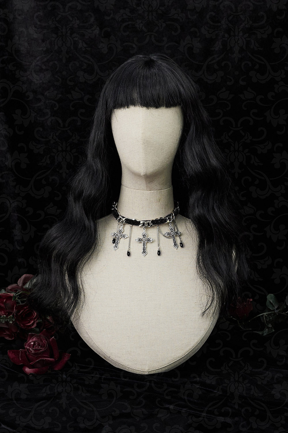Unforgiven Gothic Cross Necklace [Black]