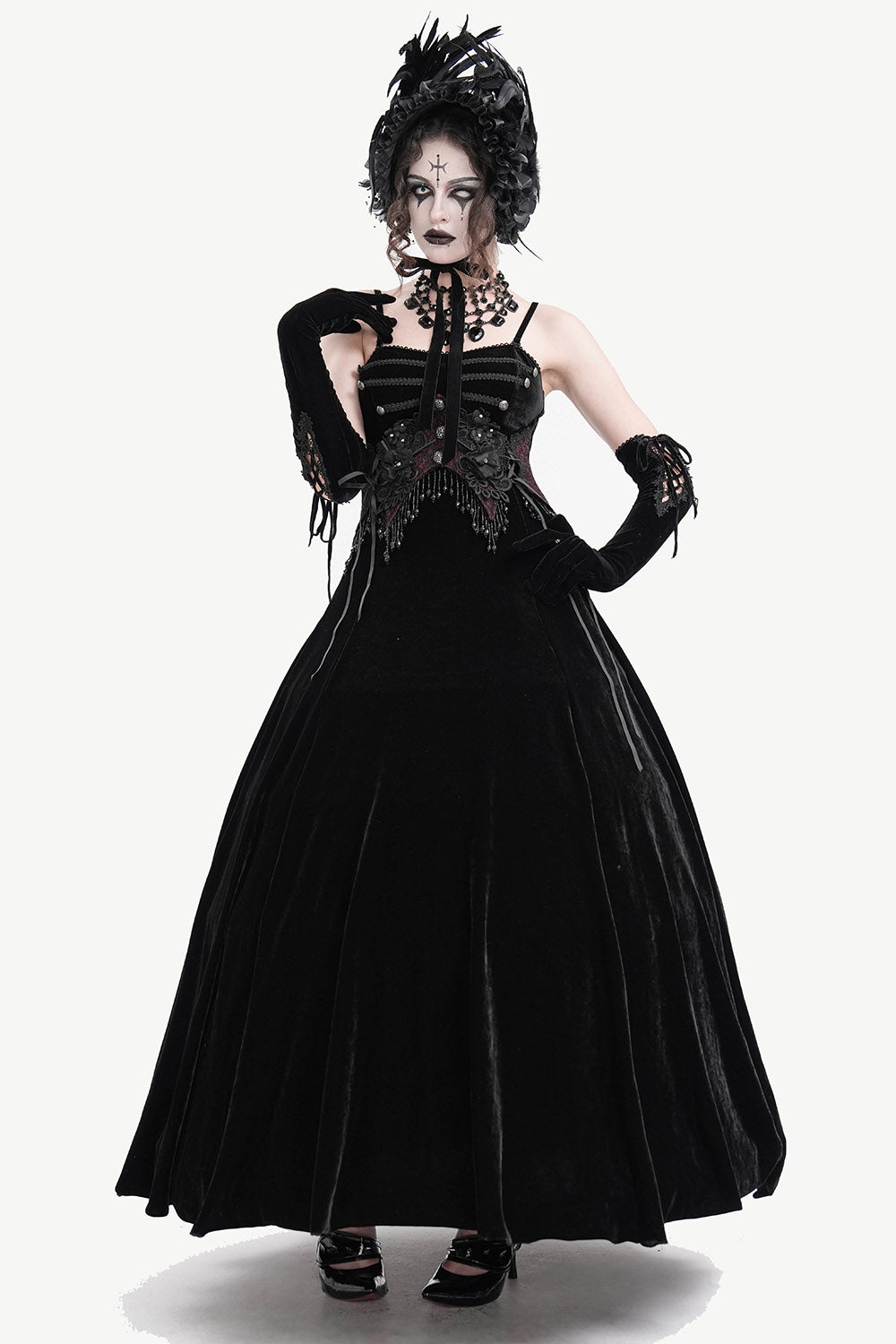 Glooming Embroidered Gothic Gown