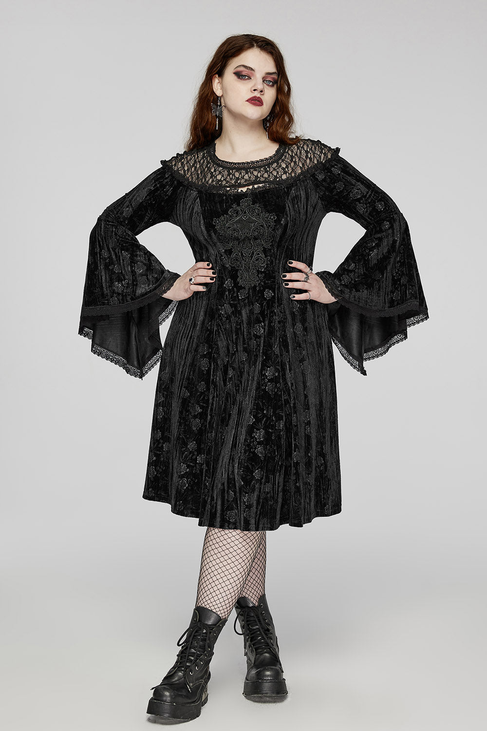 Rose Funeral Velvet Dress [Plus Size]