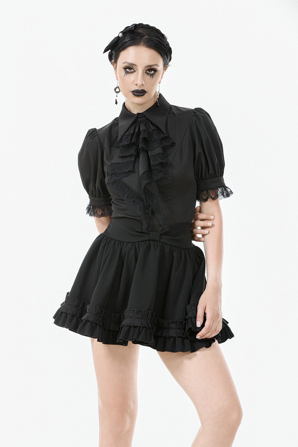 Darling Gloom Puff Sleeve Ruffled Shirt