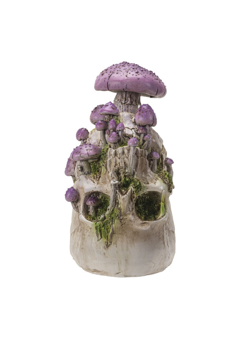 Skull With Purple Mushrooms Statue