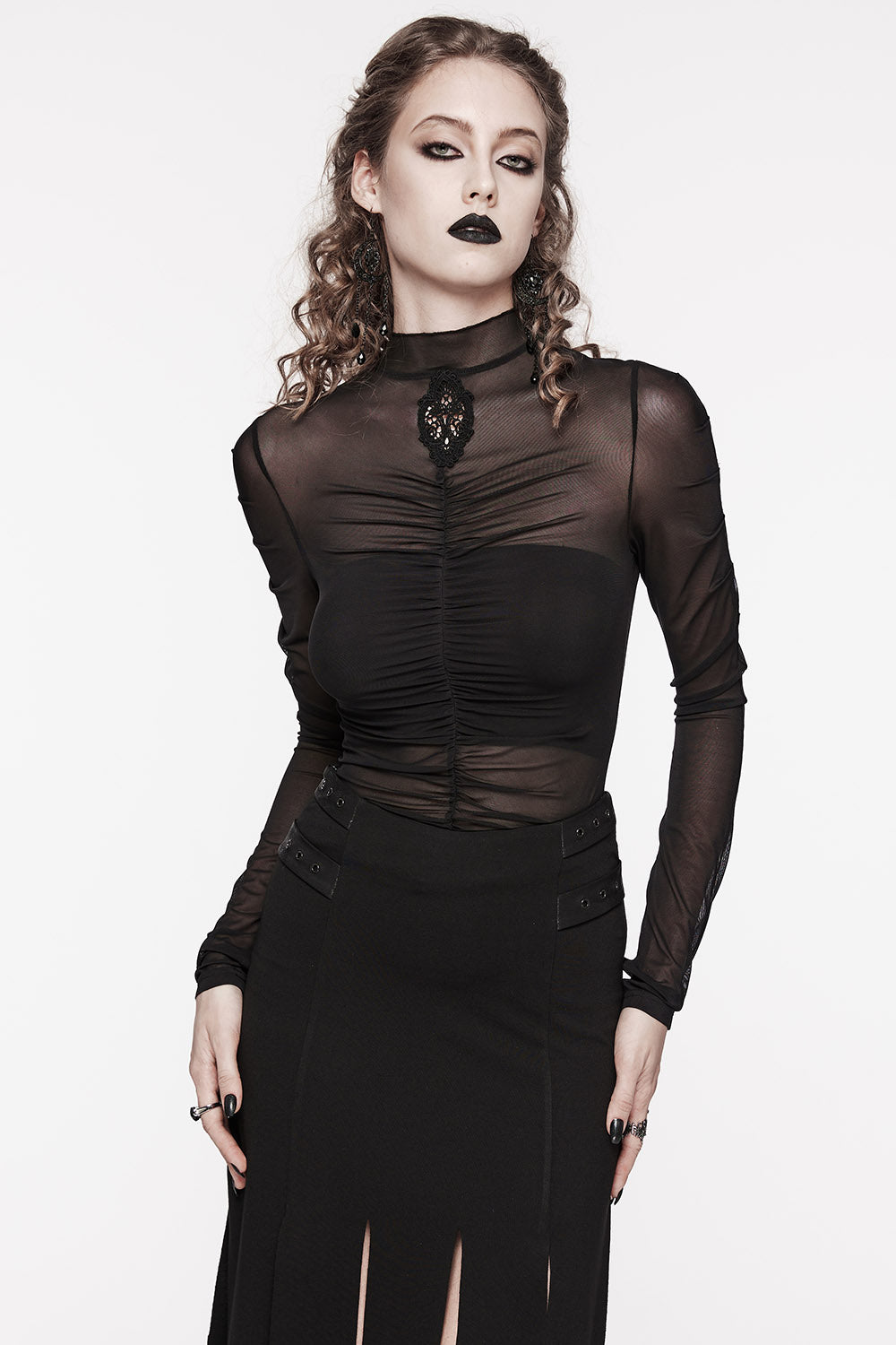 Victorian Embroiderd Cameo Mesh Top