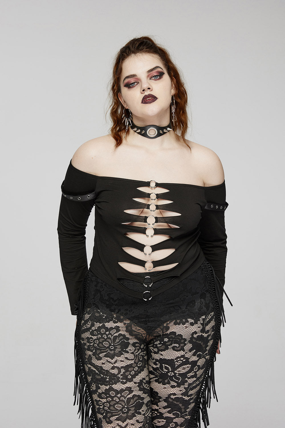 Shredded Punk Pierced Top [Plus Size]