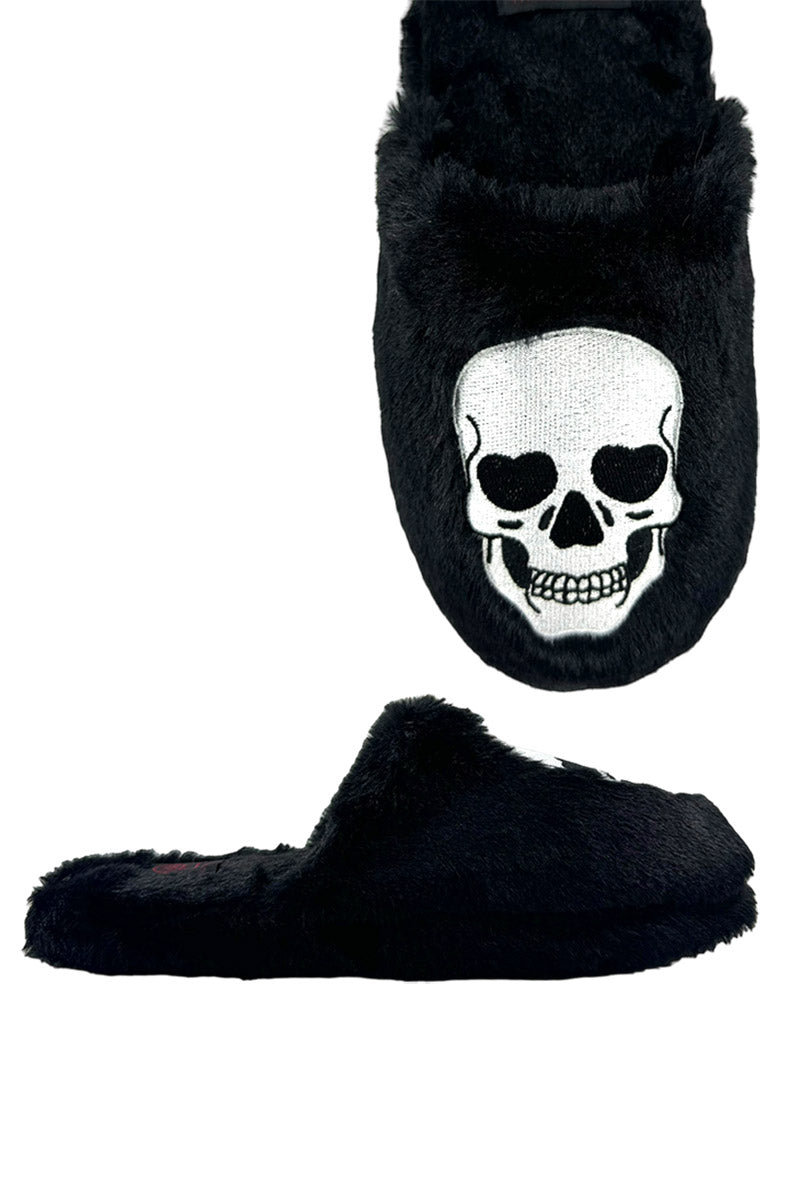 Kreepy Kozy Skull Slippers [BLACK/WHITE]